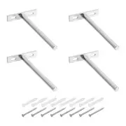 4 Set Floating Shelf Bracket 6", T Brackets for Shelves with Screws, Silver