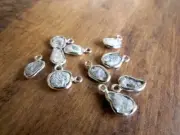 7-8mm White Rough Diamond Single Loop Connectors, 925 Silver Rough Diamond