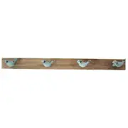Hooks On Board Metal 61cm Wall Hanging Hat/Coat Holder/Hanger Organiser w/ Birds