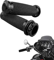1 Inch Motorcycle Handlebar Grips Aluminum Cable Throttle Hand Grips Compatible with Harley Touring Softail Dyna Sportster Street Glide Cruisers Choppers