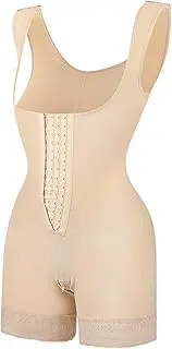 [LIFKOME] Sculpting Body Suit for Women Tummy Control with Buckles Discreet Zipper Invisible Under Clothing Comfortable Elastic Beige