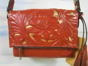 PATRICIA NASH CORFU CINNAMON TOOLED CUTOUT LEATHER CROSSBODY PURSE - NWT