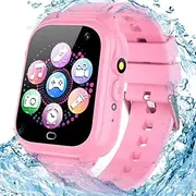 Kids Waterproof Game Watch Learning Toys with 26 Game HD Camera 1.44'' Touchscreen Pedometer Video Music Player Alarm Clock Calculator Smart Watch for Girls Boys 3-12 Years Old (Pink)