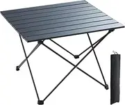 Tumopu Folding Camping Table, Outdoor Portable Side Tables, Lightweight Fold Up Table, Aluminum Alloy Ultra Compact Work Table with Carry Bag, For Cooking, Beach, Picnic, Travel, 22.2x15.9 inch, Black