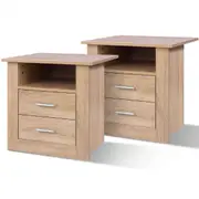 ALFORDSON Set of 2 Bedside Table - Aurel Clean-lined Nightstand (Wood)