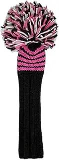 Jan Craig Headcover Handmade Headcover for #5 Fairway Pink/Black/White 2017JCPBW5 Size: Total Length 14" (excluding POM) and 5" Wide POM
