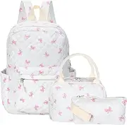 [Shyyween] 3 Pcs Backpack Bags Set with Cotton Quilted School Lunch Box Pencil Bag Daypack Bookbags for Girl Women Travel