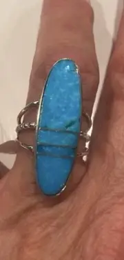 Native American Sterling Silver Turquoise Ring Signed