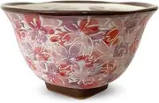 J-Kitchens J-Kitchens Workshop Sho~ Full Bloom Square High Stand Rice Bowl, Pink, Hasami Yaki, Made in Japan