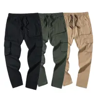 在飛比找蝦皮商城優惠-KROEA 黑 軍綠 卡其 軍裝 工裝 六口袋 直筒 工作褲