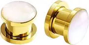 [Lirzxin] Tunnels Gauges, 2PCS Surgical Steel Gauges for Ears Polished Round with White Pearl Shell Ear Gauges Expander 2G - 1 inch Ear Piercing Jewelry