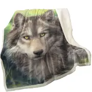 Wild Animals Art Grey Wolf Forest Watch Throw Blanket