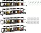 Wall Spice Rack Organizer for Cabinet Door- 4 Tier Spice Rack Wall Mount with Ad