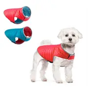 Reflective Reversible Dog Winter Coat Jacket with Harness/Leash Hole