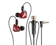 Noise Reduction Comfortable Wear Wired Earphone with Microphone 3.5mm Stereo Surround In-ear Sports Earbud Phone Accessories-Red