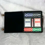 NEW Poker Game Set Premium Leather Carrying Case 100 Chip Dice Cards Travel Box