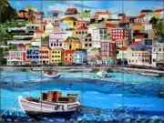 Mediterranean Tile Backsplash Jim Nonas Greece Ceramic Mural POV-JN010