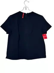 Spanx Women Top Perfect Fit Funnel Shortsleeve Boxy Crop Classic Black Small NWT