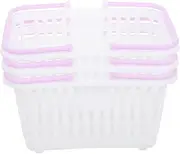 KOCKSHION 3Pcs Small Plastic Beach Tote Baskets with Handle Versatile Storage for Fruits Groceries Bathroom Supplies for Indoor Outdoor Use Camping Picnic and More