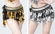 Women Belly Dance Hip Scarf Sequins Tassel Bling Coins Polyester Sexy Costume