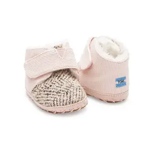 美國 TOMS 童鞋 粉色棉麻拼接刷毛嬰兒鞋 休閒鞋 (10公分)
