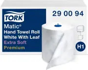 Matic Extra Soft Paper Hand Towel Roll White with Blue Leaf H1, Premium, High Ab