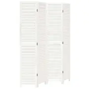 vidaXL Room Divider Privacy Screen Partition 4 Panels White Paulownia