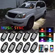 10 RGB LED Rock Lights Underbody Neon Lamp Music Bluetooth APP For SUV Car Truck