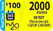 $100 H2O PAY AS YOU GO REFILL FAST DIRECT ONLINE > 25Yr TRUSTED USA DEALER <