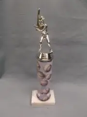 silver and blue cloud male BASEBALL trophy award theme column white marble base