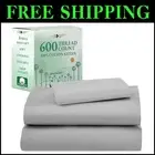 Cooling Light Grey Twin XL Sheet Set - 600 Thread Count Cotton with Deep Pockets