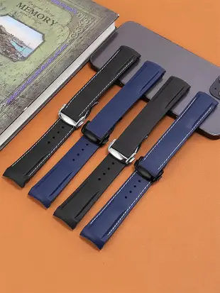 代用錶帶 橡膠手錶帶代用漢米爾頓卡其海軍蛙人H77605135弧口 硅膠錶帶22mm