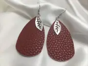 Handmade Teardrop Double-Sided Leather Earring Set with Charm New Free Ship 804