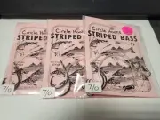 3 NJ Hand Tied Hi-Lo Pompano Style Striped Bass 7/0 Inline Circle Hook Bait Rigs