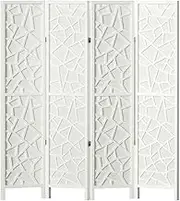 Artiss Room Divider, 4 Panel Folding Wooden Privacy Portable Screen Shelf Dividers Partition Wall Screens Home Pet Child Indoor Balcony Bedroom Furniture, Separator Water-Resistant White
