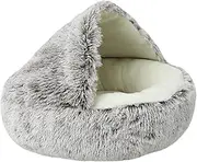 cat Sofa 2 in 1Pet Dog Cat Bed Round Plush Cat Warm Bed House Soft Long Plush Bed for Small Dogs Cats Nest Donut Warming Sleeping Bed Cat Supplies (Color : Coffe Short Plush, Size : 50cm)