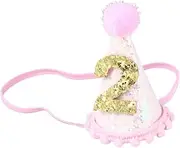 Toyvian Glitter Birthday Hat with Ball Stylish Photo Prop for Year Old Party Elastic for for Celebrations and Cake Smashes