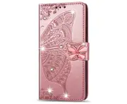 For Redmi Note 7 Glitter Bling 3D Butterfly Embossing PU Leather Wallet Case For Redmi Note 7 Flip Holder Cover