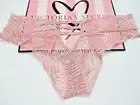 VICTORIA'S SECRET VERY SEXY Tanga Cheeky Panty VS Demure Pink Zebra Lace L XL