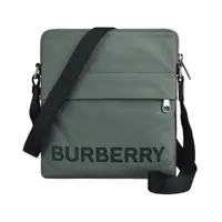 在飛比找蝦皮商城優惠-BURBERRY Neo燙印黑字LOGO尼龍拉鍊斜背扁包(灰