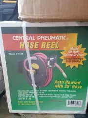 3/8" X 25' Auto Rewind Retractable Air HOSE REEL 250PSI Rubber Hose