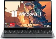 MALLRACE 15.6" Laptop Computer with Windows 11 PRO,AMD Ryzen 5 7430U Processor(6C/12T),AMD Radeon Graphics,16GB DDR4 512GB NVMe SSD,4800mAh Battery, Wi-Fi 6,Type-C (Full Feature),Full HD IPS Display