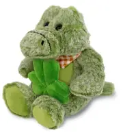 DolliBu Sitting Alligator Stuffed Animal with Green Plush Shamrock - 6 Inches
