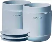 Corelle 4 Piece Stoneware Set 2 Tumblers with Lids Nordic Blue