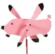Amish Crafted Whirlybird Whirligig Garden Stake Wind Spinner - Flying Pig