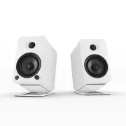 Kanto YU4 140W Powered Bookshelf Speakers with Bluetooth and Phono Preamp - Pair, Matte White with S4W White Stand Bundle