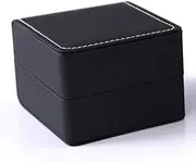Teensery Single Slot Watch Box PU Leather Wristwatch Display Case Portable Organizer for Men Women Traveling Gift Bracelet Watch Jewelry Box,Black