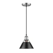 Golden Lighting Orwell PW 1-Light Pewter Pendant with Black Shade
