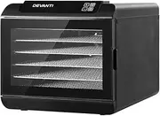 [Devanti] Food Dehydrator, 6 Trays Electric Excalibur Dehydrators Dryer Machine Oven Jerky Yogurt Fruit Maker Home Small Kitchen Appliances, Adjustable Timer Door Handle Black