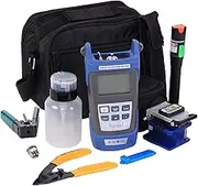 Fiber Optic Termination Tool Kit - 9 in 1 Assembly FTTH tool kit with FC-6S Cleaver Optical Power Meter Finder - 30km Visual Fault Locator Optical Pliers Cable Cutter Stripper